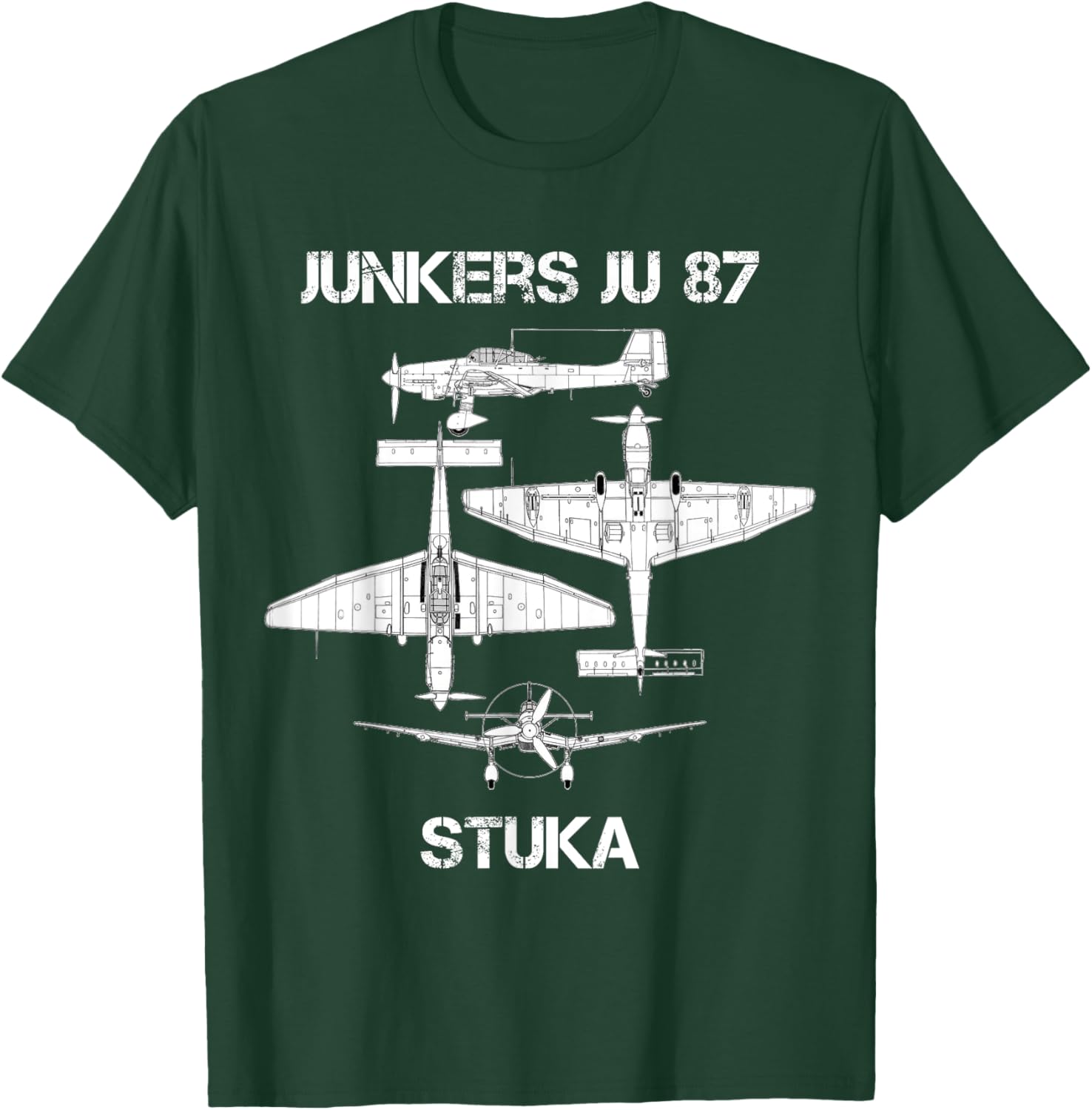 Junkers Ju 87 Stuka German WW2 Bomber Luftwaffe Airplane T-Shirt - T-Shirt | Forest