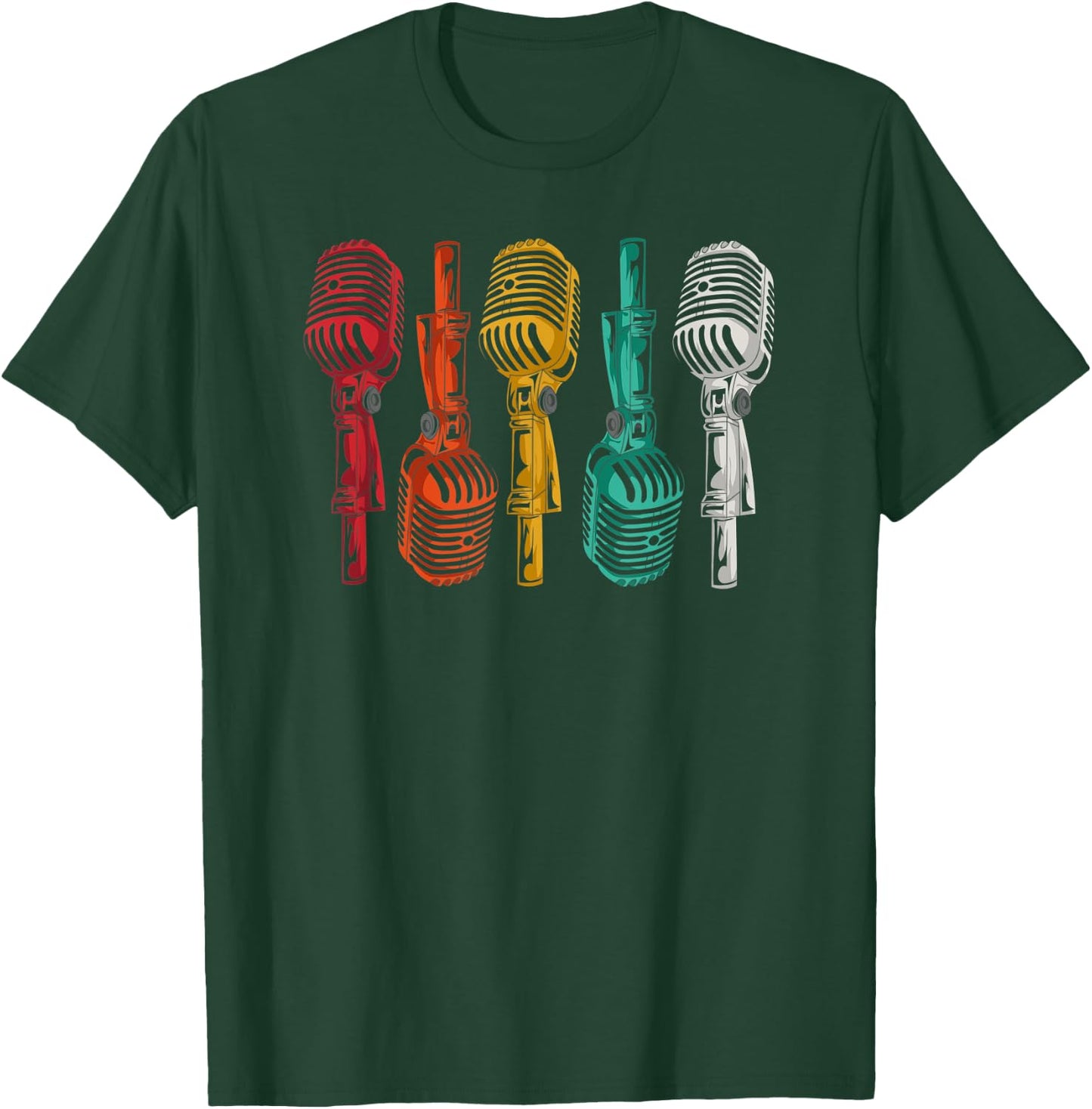 Karaoke Singer Retro Microphone - Funny Vintage Karaoke Gift T-Shirt - T-Shirt | Forest