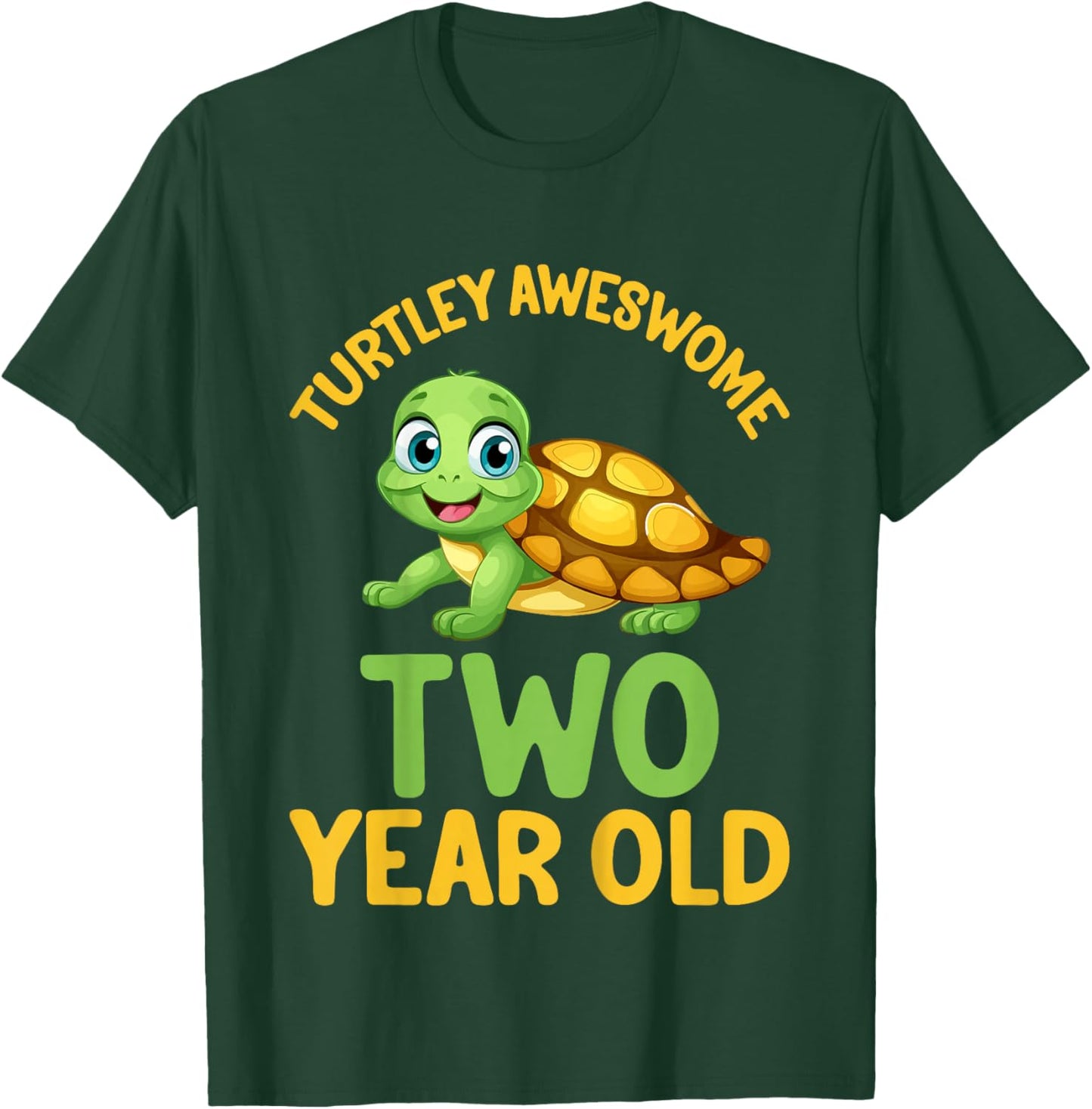 Kids Turtley Awesome Two Year Old Cute Turtle 2nd Birthday T-Shirt - T-Shirt | Forest