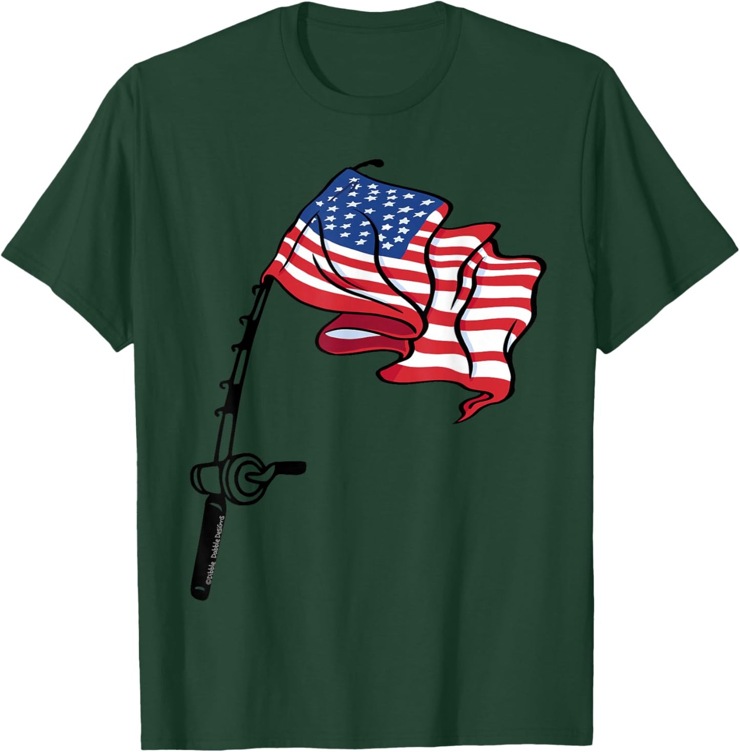 Patriotic Fishing USA Flag Fisherman 4th of July T-Shirt - T-Shirt | Forest