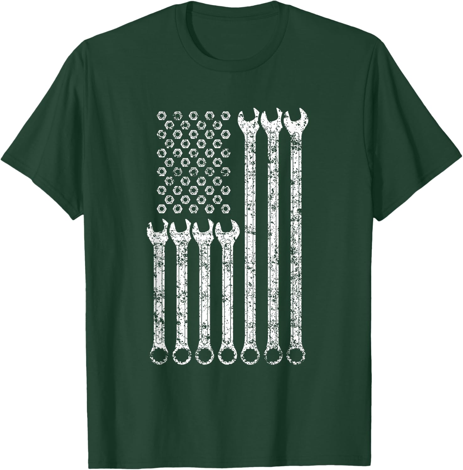 Flag USA Mechanic Wrenches Men Tools America T-Shirt - T-Shirt | Forest