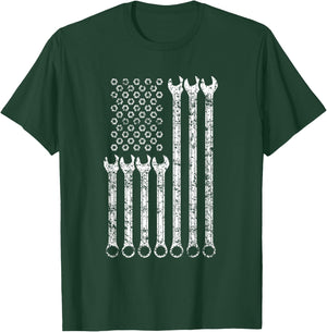 Flag USA Mechanic Wrenches Men Tools America T-Shirt - T-Shirt | Forest
