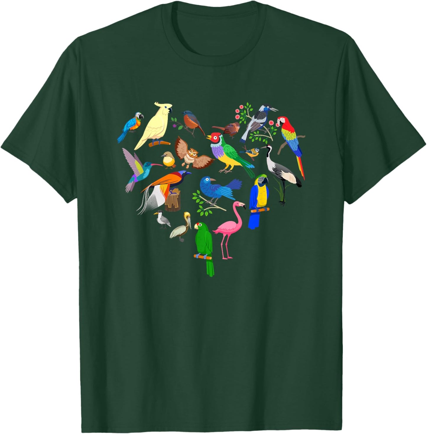 Birds Heart Birding Bird Watching Birder Cute Bird Lover T-Shirt - T-Shirt | Forest