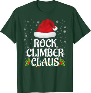 Rock Climber Claus Christmas Lights Pajama Family Matching T-Shirt - T-Shirt | Forest