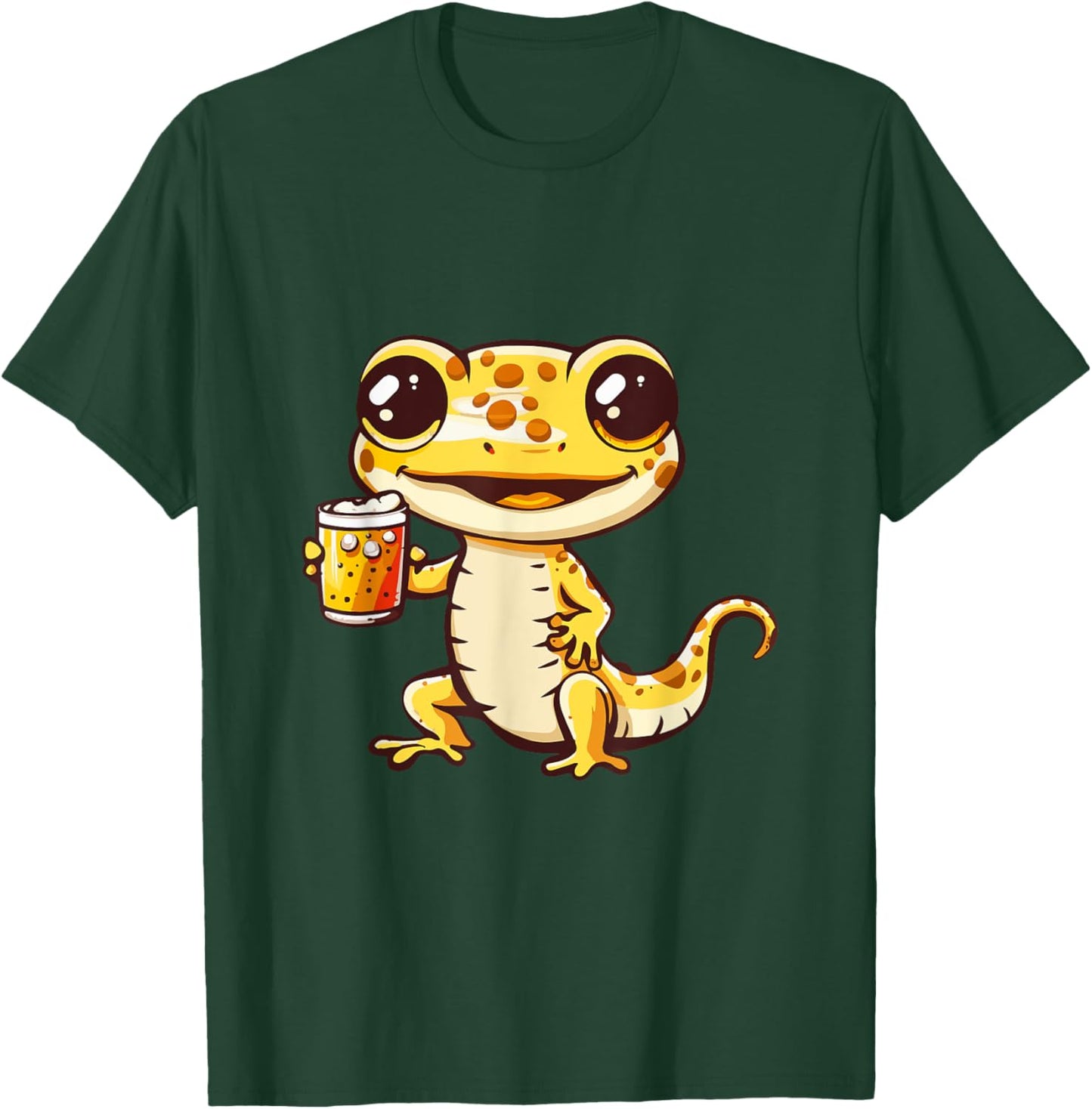 Gecko With Beer | Funny Drinking Party T-Shirt - T-Shirt | Forest