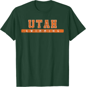 Utah Swimming Orange Vintage Text T-Shirt - T-Shirt | Forest