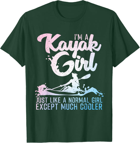 Unique Kayak Gift Oar Kayaking Accessories & Stuff Funny Kayak Girl Art Women's Black Short Sleeve T-Shirt - T-Shirt | Forest