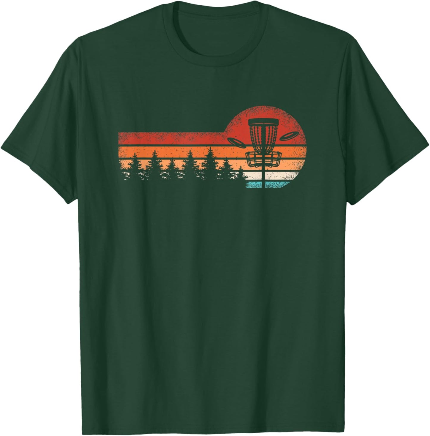Retro Disc Golf Landscape Trees Men Women T-Shirt - T-Shirt | Forest