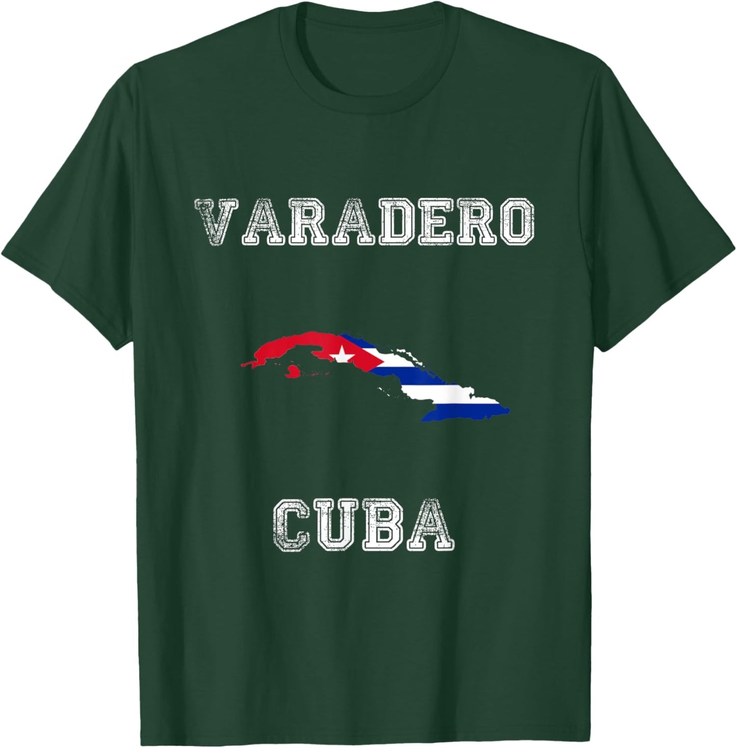 Retro Varadero Cuba Distressed Cuba Flag T-Shirt - T-Shirt | Forest