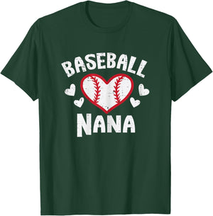 Baseball Nana Heart Family Matching Grandma Mimi Women T-Shirt - T-Shirt | Forest