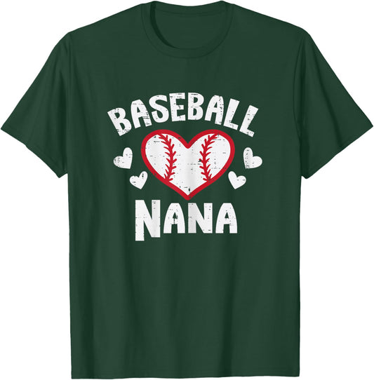 Baseball Nana Heart Family Matching Grandma Mimi Women T-Shirt - T-Shirt | Forest