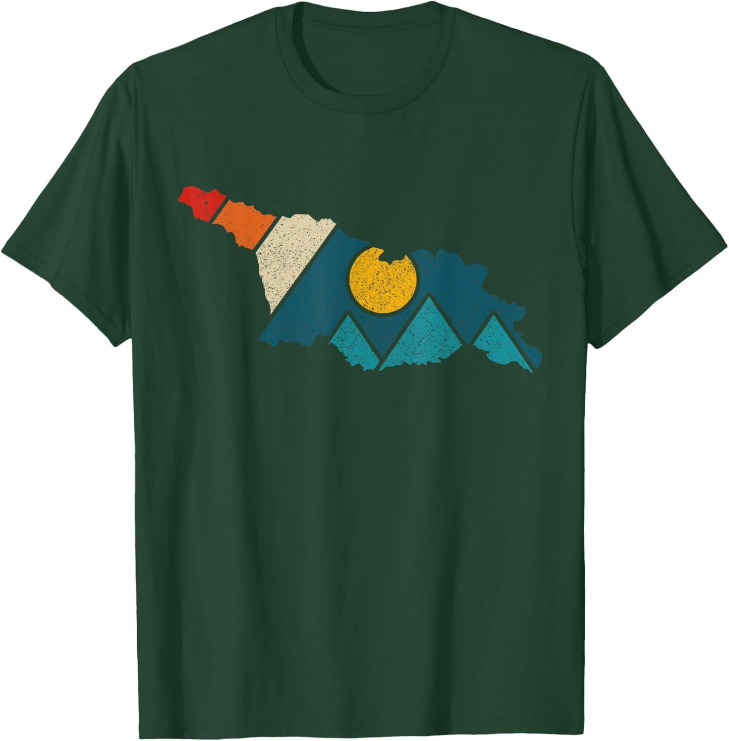 Georgia Vintage State Map Mountains Hiker Camping Pride Gift T-Shirt - T-Shirt | Forest