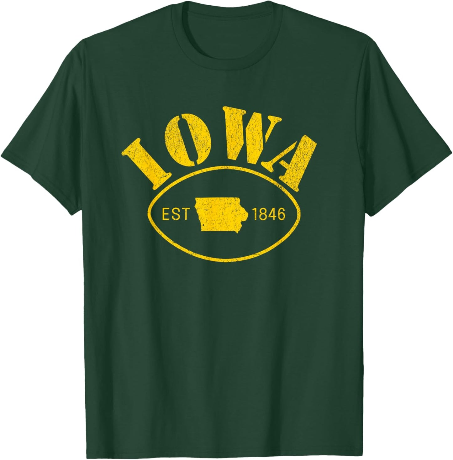 Iowa Est 1846 The Hawkeye State Distressed Retro T-Shirt - T-Shirt | Forest