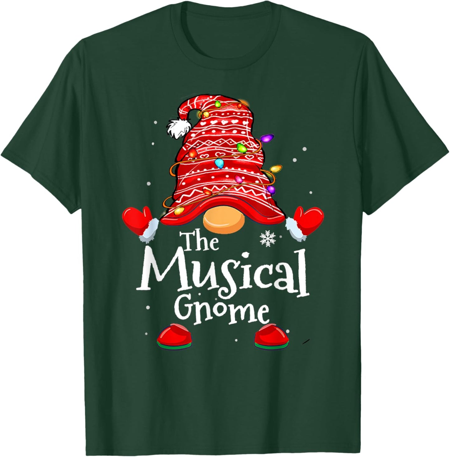 Musical Gnome - Xmas Family Matching Funny Christmas Gnomes T-Shirt - T-Shirt | Forest