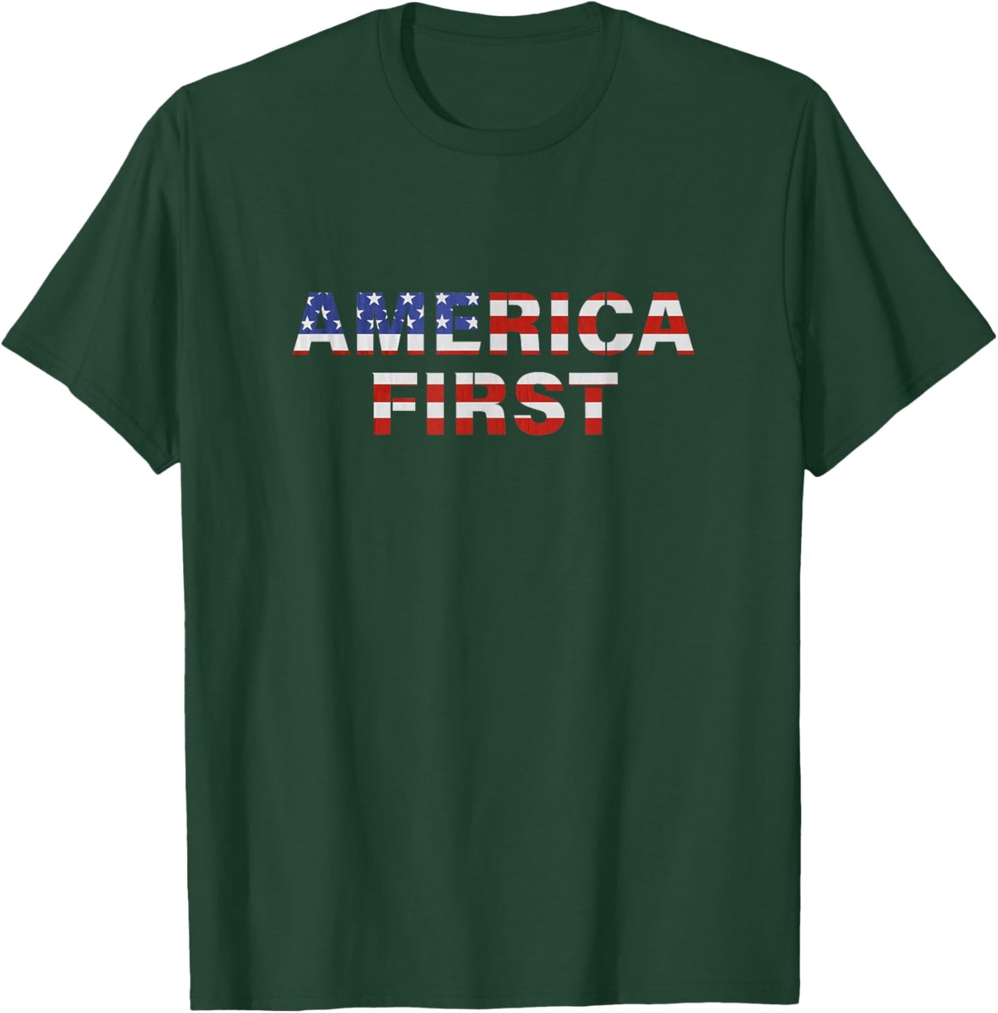 America First USA US Flag Patriotic 4th July Men Women Kids T-Shirt - T-Shirt | Forest