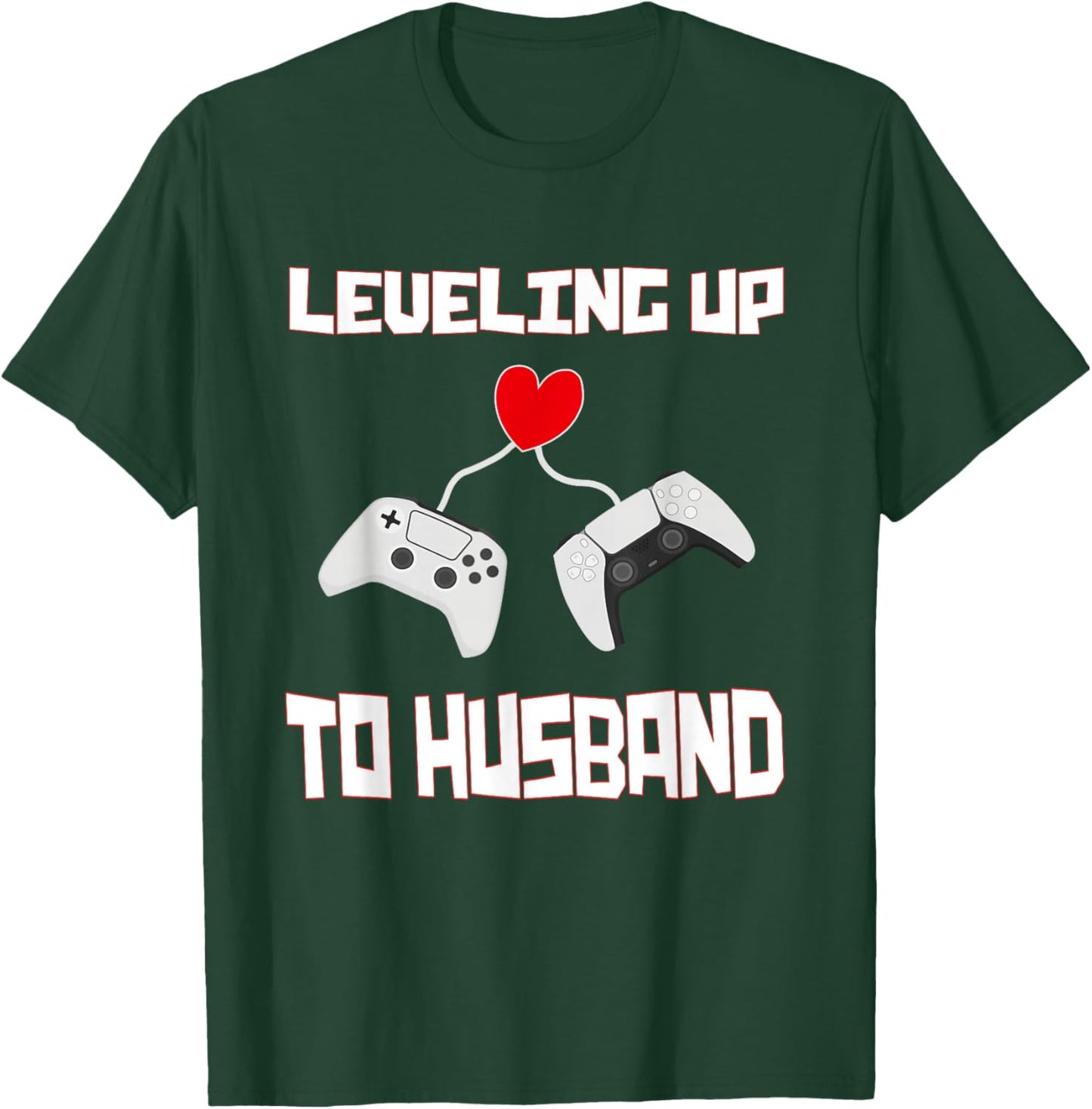 Leveling Up to Husband Groom Gamer Husband Marriage T-Shirt - T-Shirt | Forest