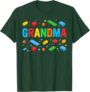 Grandma Master Builder Building Bricks Blocks Family Funny T-Shirt - T-Shirt | Forest