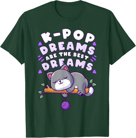 K-Pop Dreams, Cute sleeping Cat, Funny Sleep T-Shirt - T-Shirt | Forest