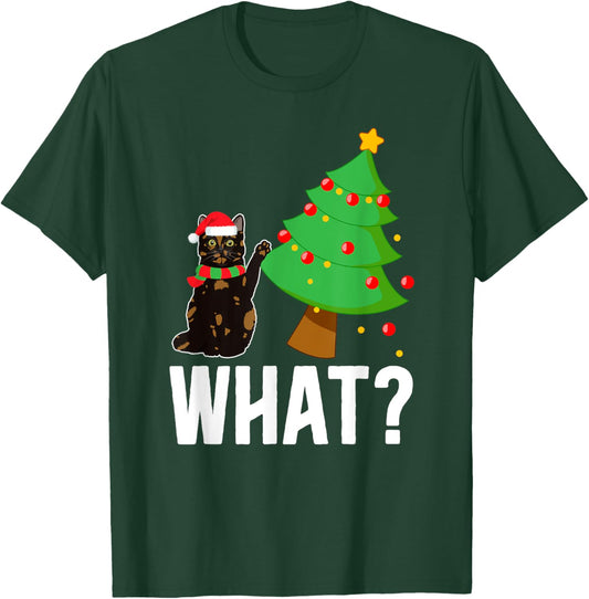 Xmas Tortie Cat Christmas Funny -Kids Tortoiseshell Cat Xmas Party T-Shirt - T-Shirt | Forest