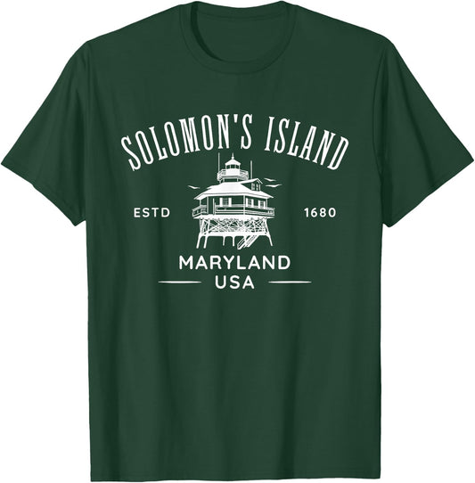 Solomons Island Maryland USA Lighthouse Design T-Shirt - T-Shirt | Forest
