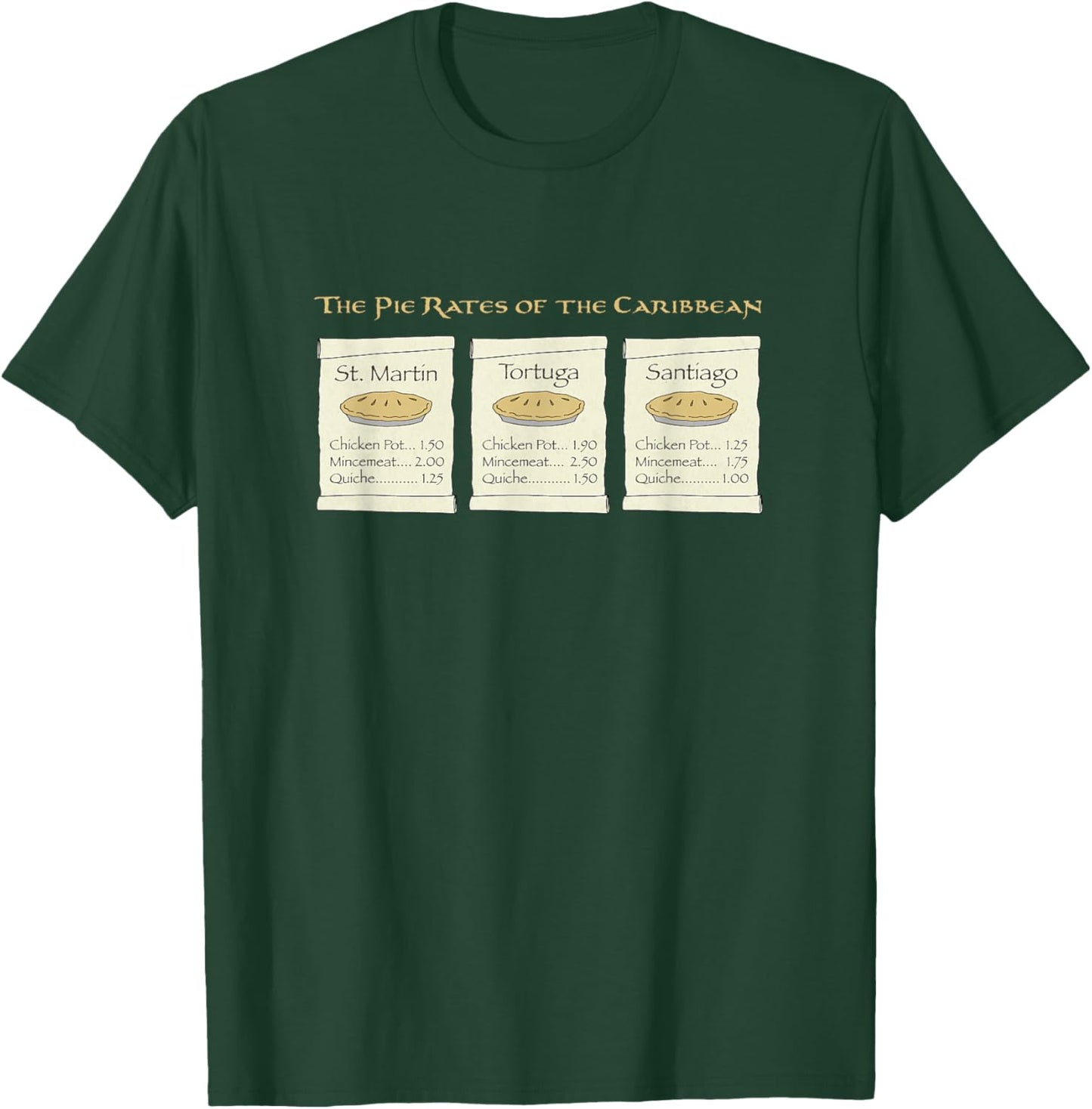 The Pie Rates of the Caribbean Funny Pirate Pun Design on a T-Shirt - T-Shirt | Forest