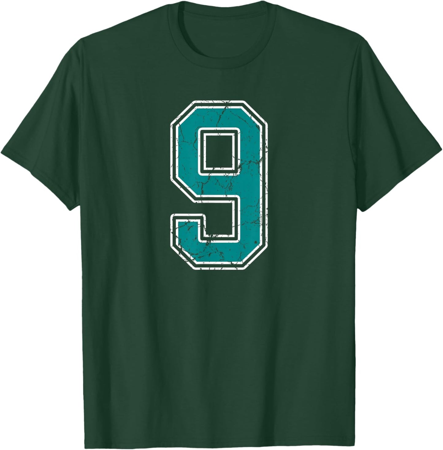 Teal and White Number 9 Jersey Player Uniform #9 Fan T-Shirt - T-Shirt | Forest