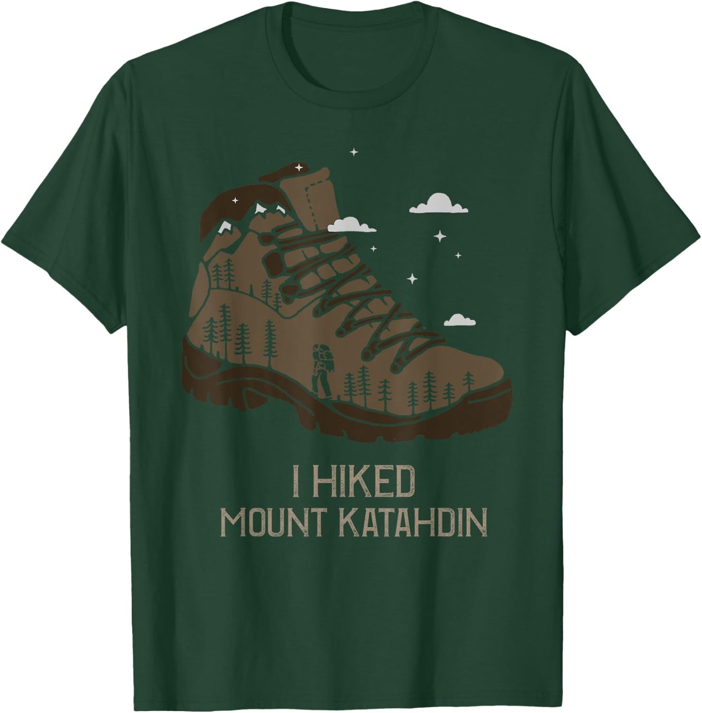 Vintage Mount Katahdin Camping Hiking Boot T-Shirt - T-Shirt | Forest