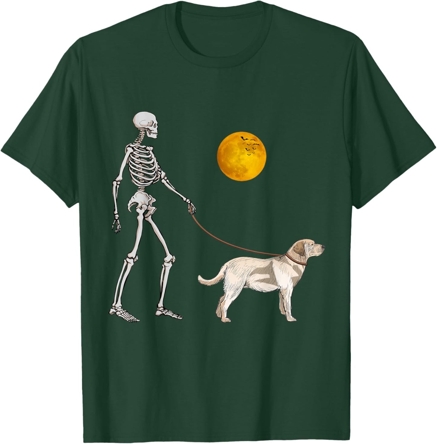Labrador Retriever Skeleton Dog Walking Halloween Costume T-Shirt - T-Shirt | Forest