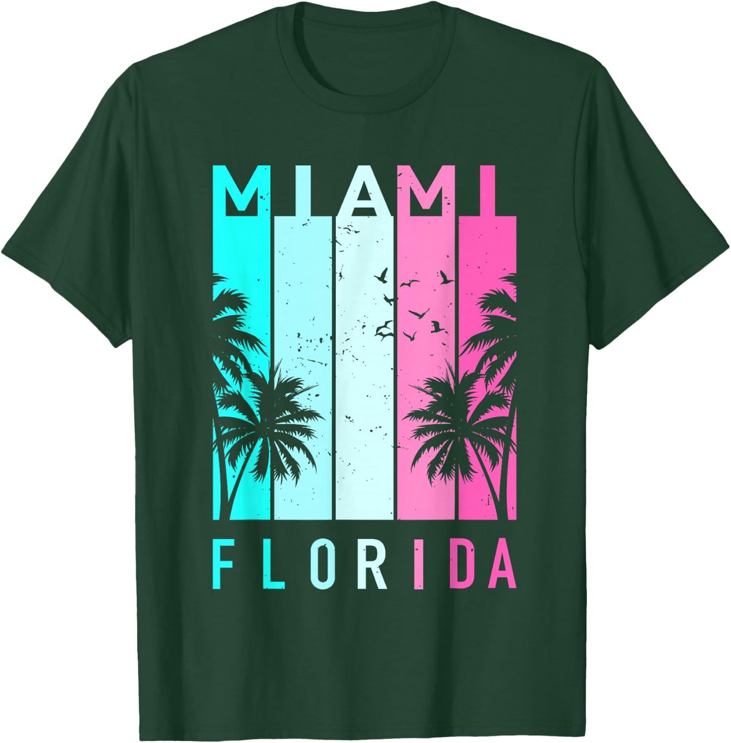 Retro Miami Florida Beach Souvenir Men Women Kids T-Shirt - T-Shirt | Forest