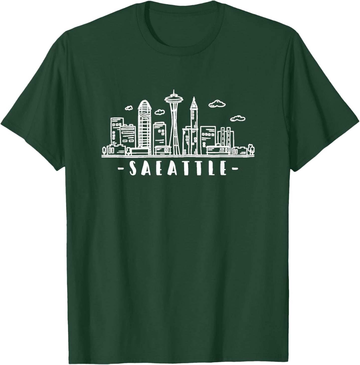 Seattle Skyline - Throwback Design - Classic T-Shirt - T-Shirt | Forest