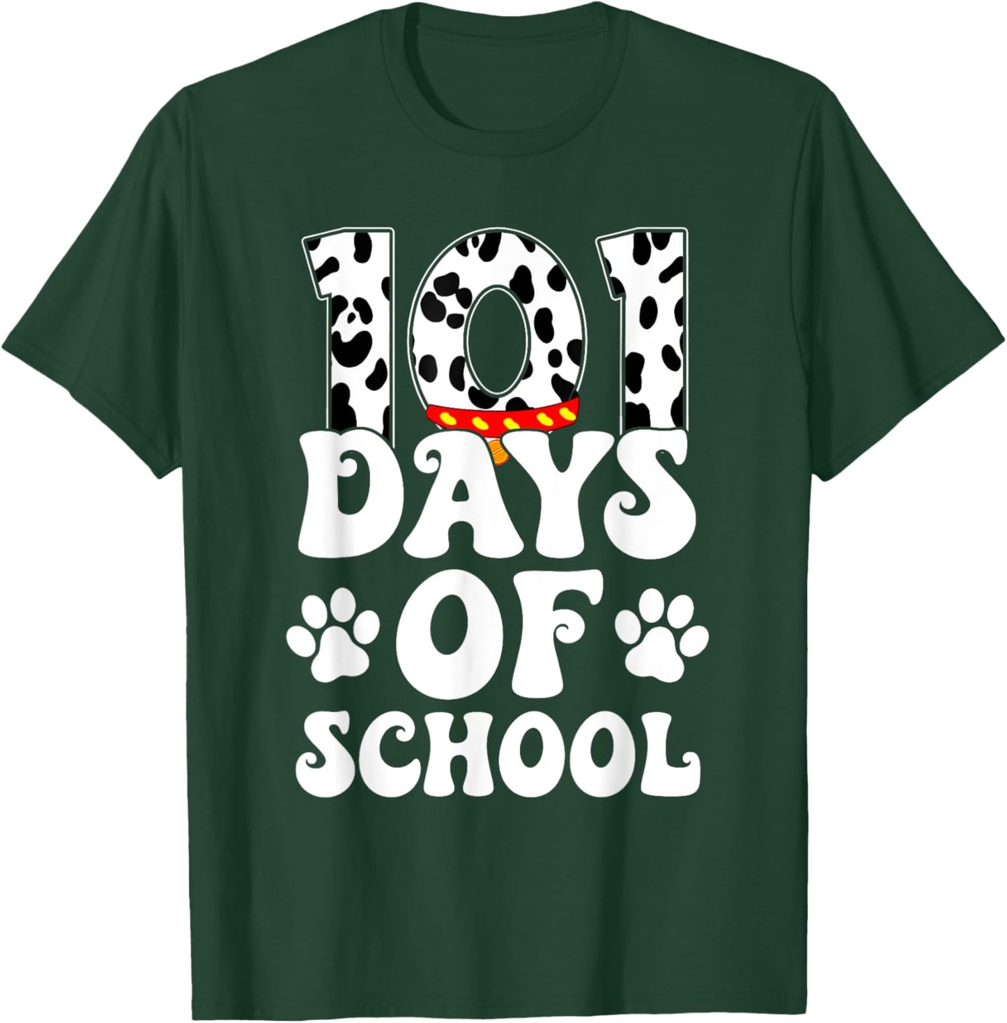 Happy 101 Days School Cute Dog Lover 100 Days Student Kids T-Shirt - T-Shirt | Forest