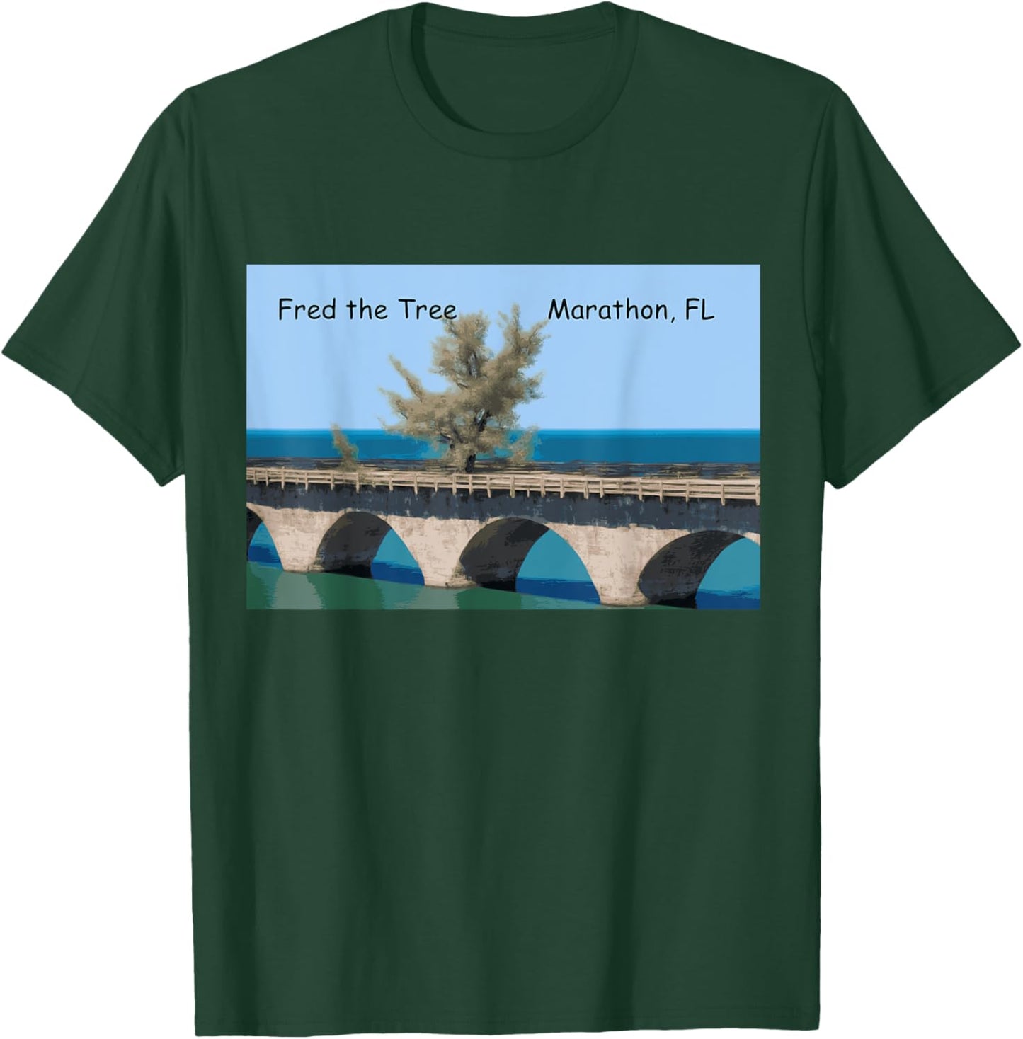 Fred the Tree Florida Keys 7 mile bridge Marathon T-Shirt - T-Shirt | Forest