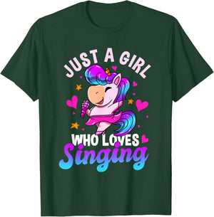 Just A Girl Who Loves Singing Funny Karaoke Singer Unicorn T-Shirt - T-Shirt | Forest