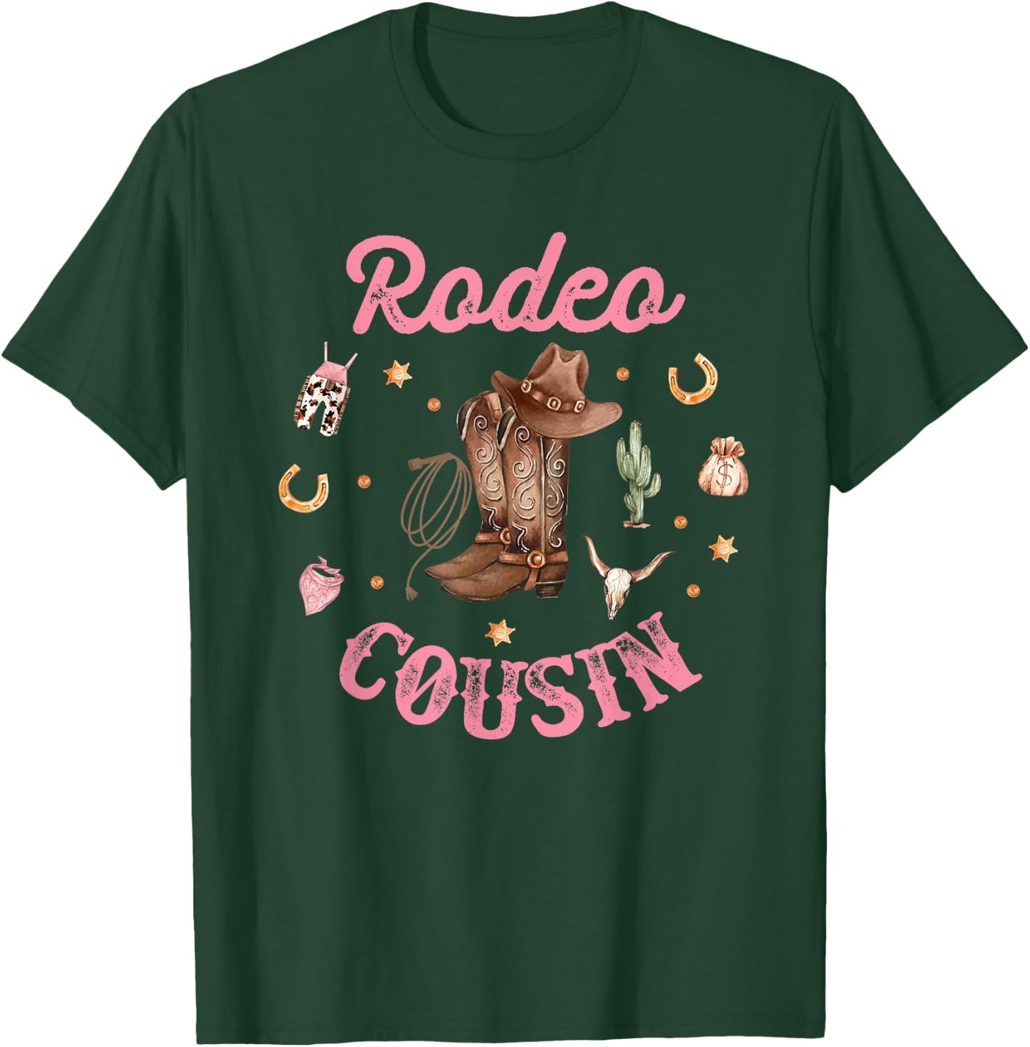 Rodeo Cousin - Cousin Western Cowboy Cowgirl Birthday Family T-Shirt - T-Shirt | Forest
