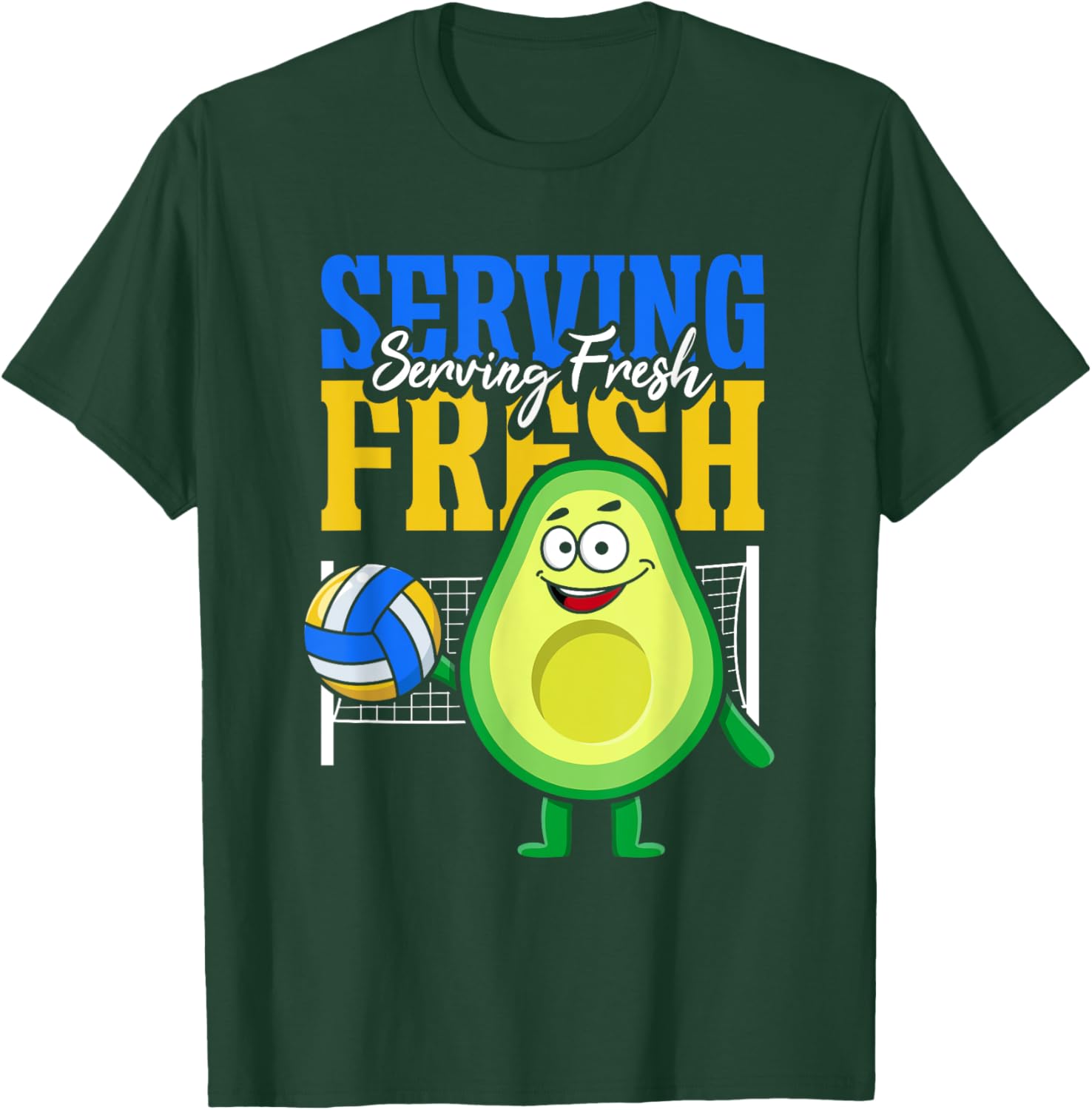 Avocado Volleyball Serving Fresh T-Shirt - T-Shirt | Forest