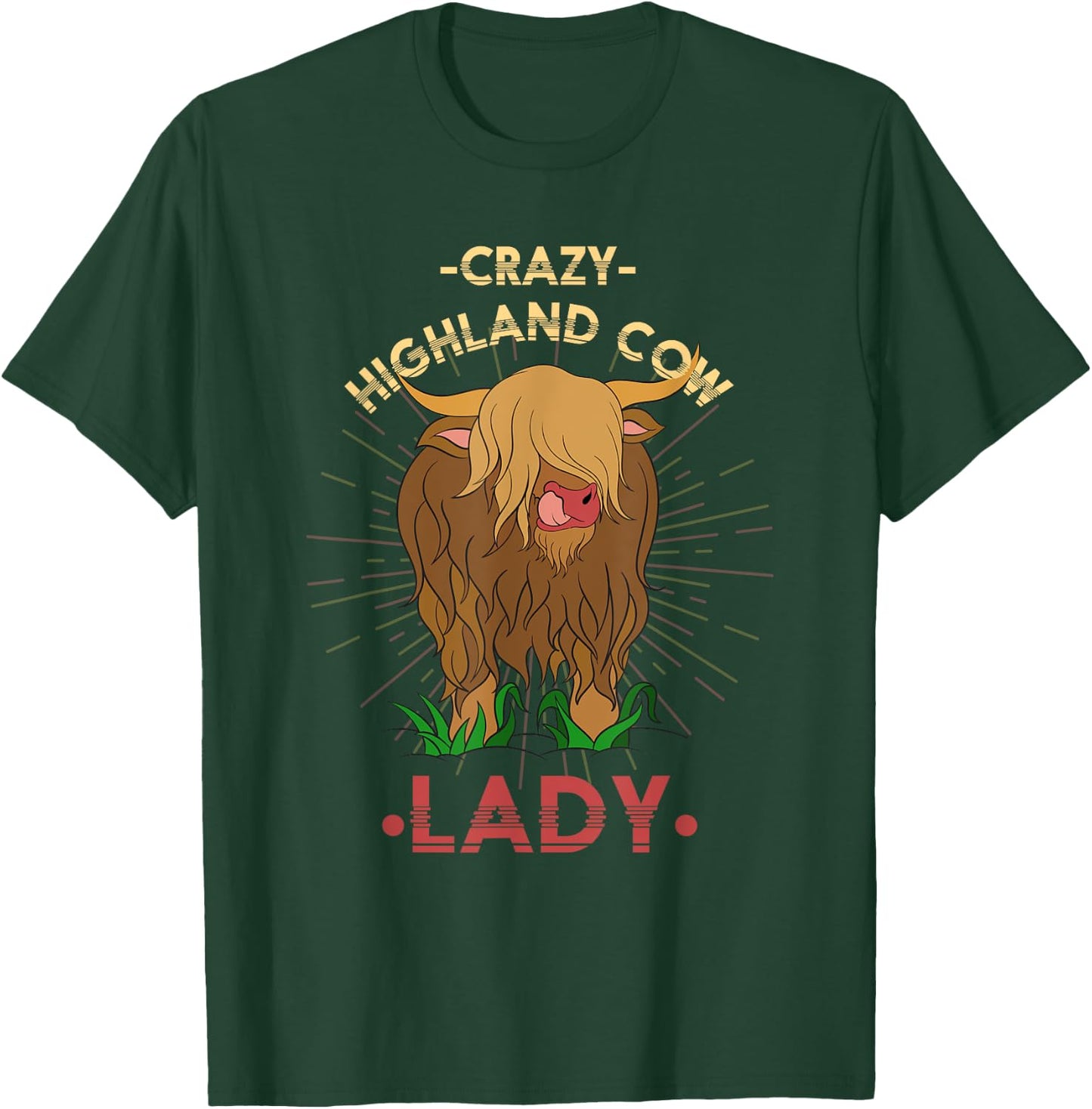 Crazy Highland Cow Lady Funny Farmer Women Highland Cow T-Shirt - T-Shirt | Forest