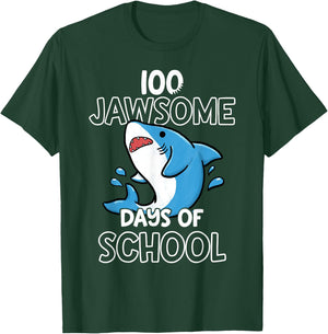 100th Day of School Shirt for Teacher Student Jawsome Shark T-Shirt - T-Shirt | Forest