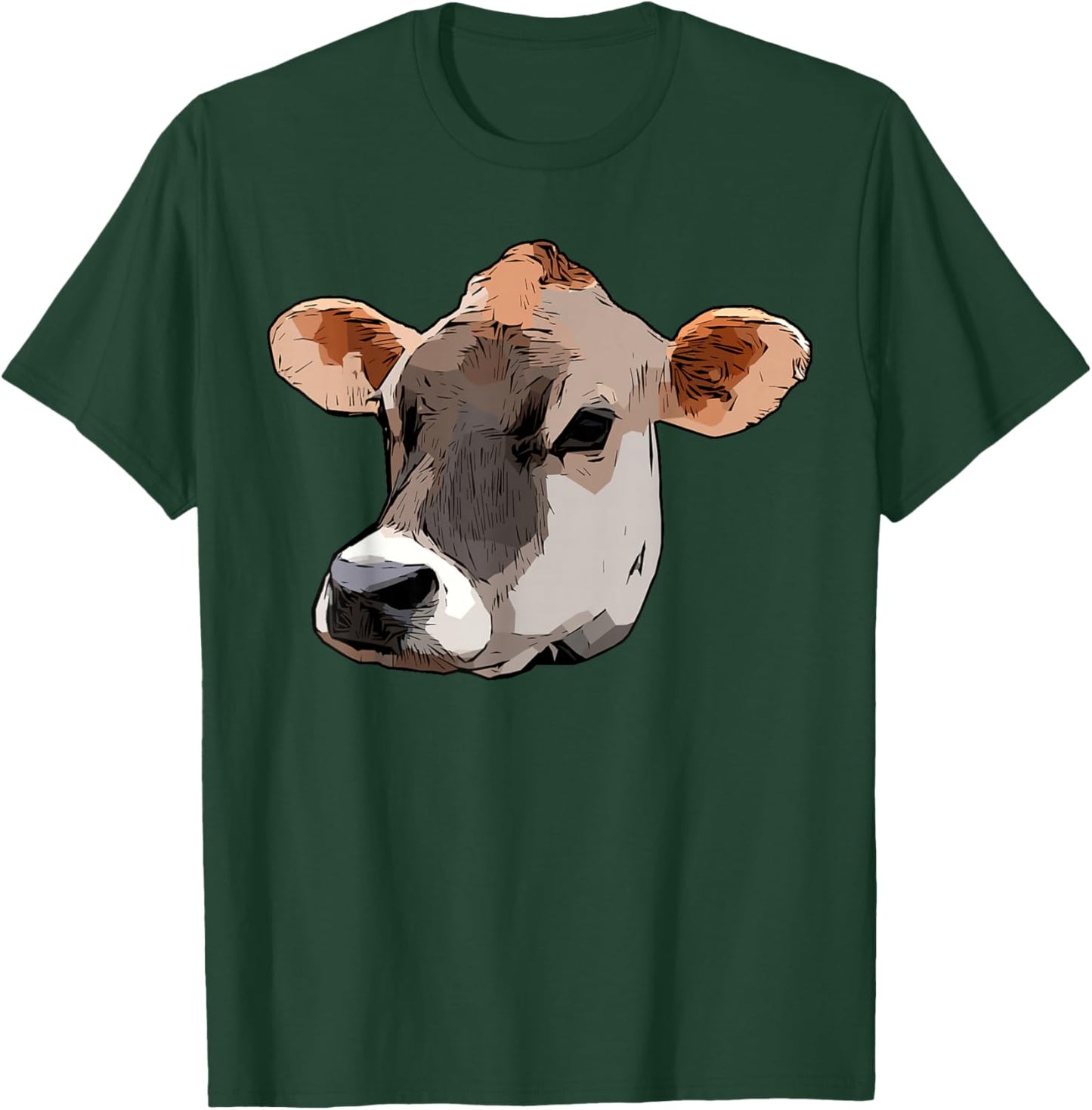 Jersey Cattle Face Design Farmer Art Cow Animal Graphic T-Shirt - T-Shirt | Forest