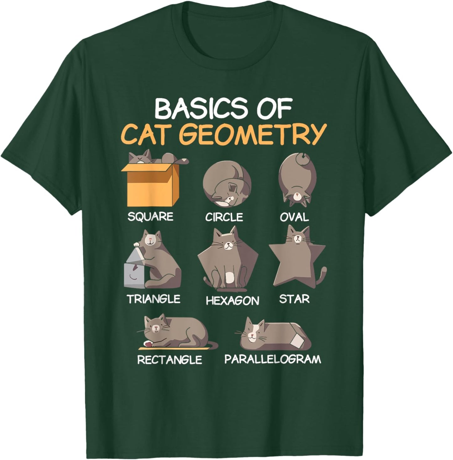 Cat Geometry Math Funny Cat Gifts For Cat Dad, Cat Mom, Kids T-Shirt - T-Shirt | Forest