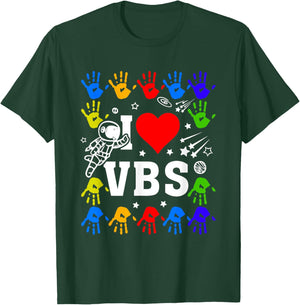 I Love VBS Summer Vacation Bible School Christian Teacher Men Women Kids T-Shirt - T-Shirt | Forest
