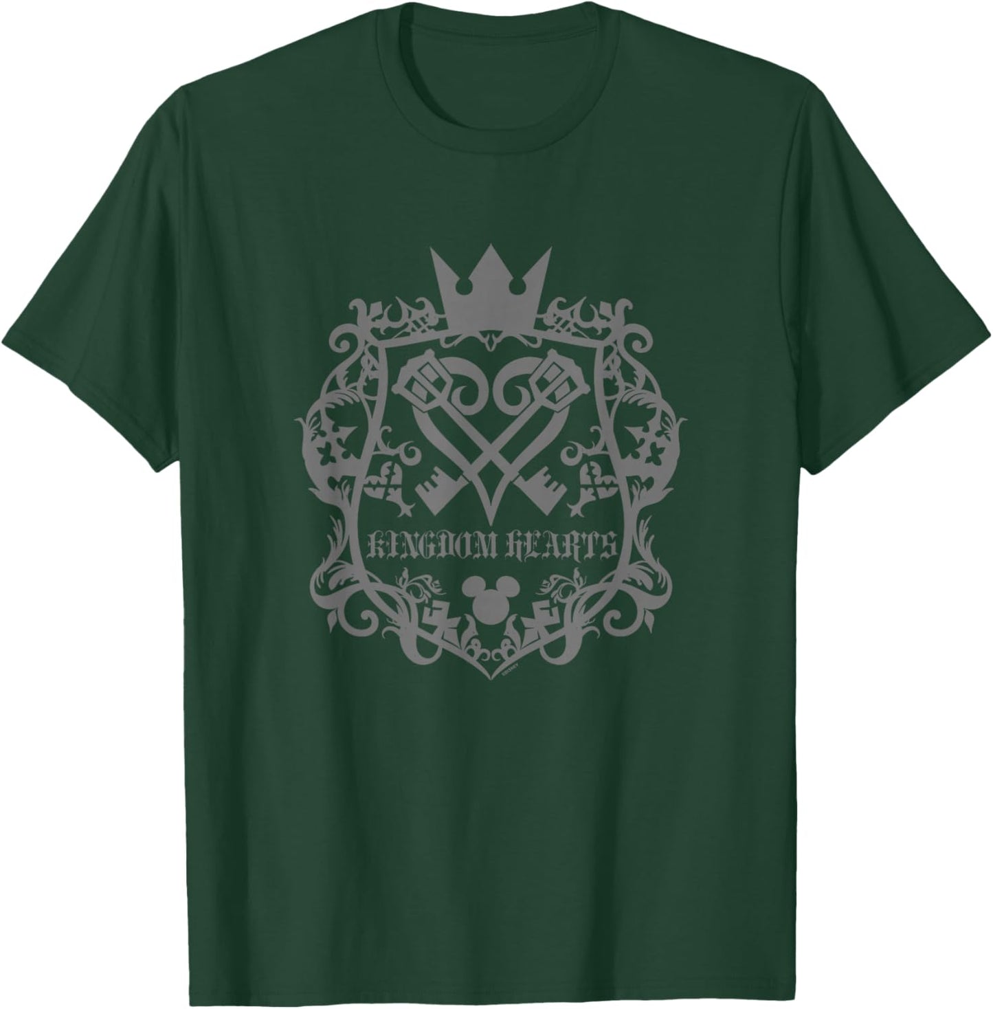 Kingdom Hearts Scrolled Keys Crossed Heartless Design T-Shirt - T-Shirt | Forest