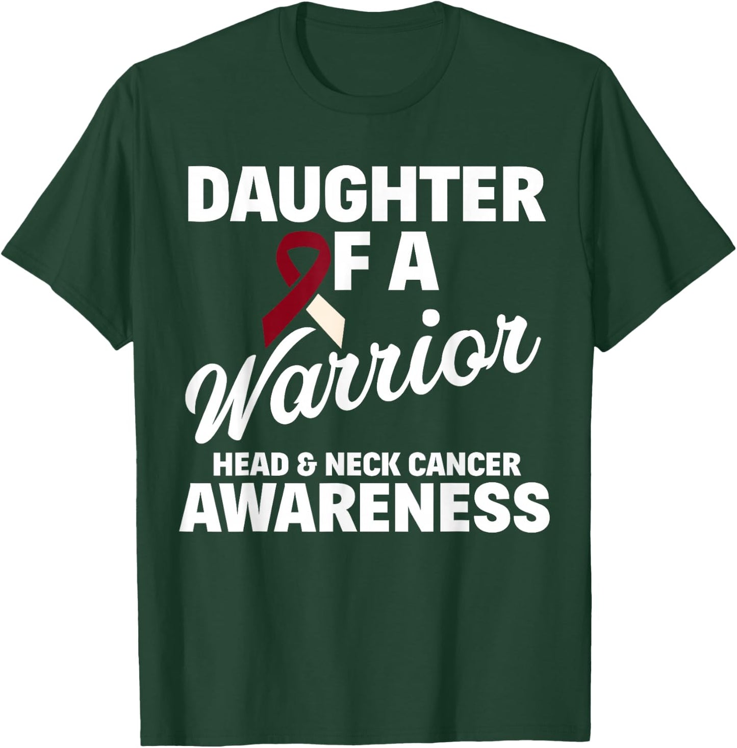 Oral Head & Neck Cancer Awareness Support Apparel Oral Head & Neck Cancer Awareness Daughter Of A Warrior Women's Classic Fit Black Small T-Shirt - T-Shirt | Forest