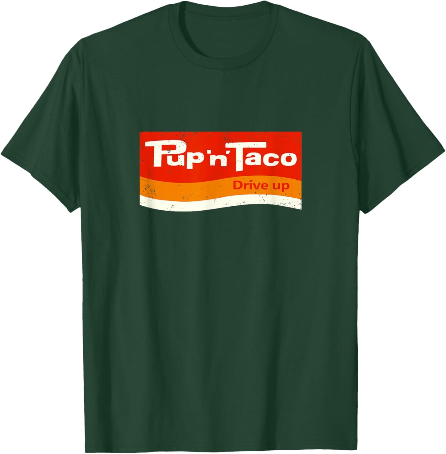 Pup n Taco Retro 70s & 80s Old School Fast Food Graphic T-Shirt - T-Shirt | Forest