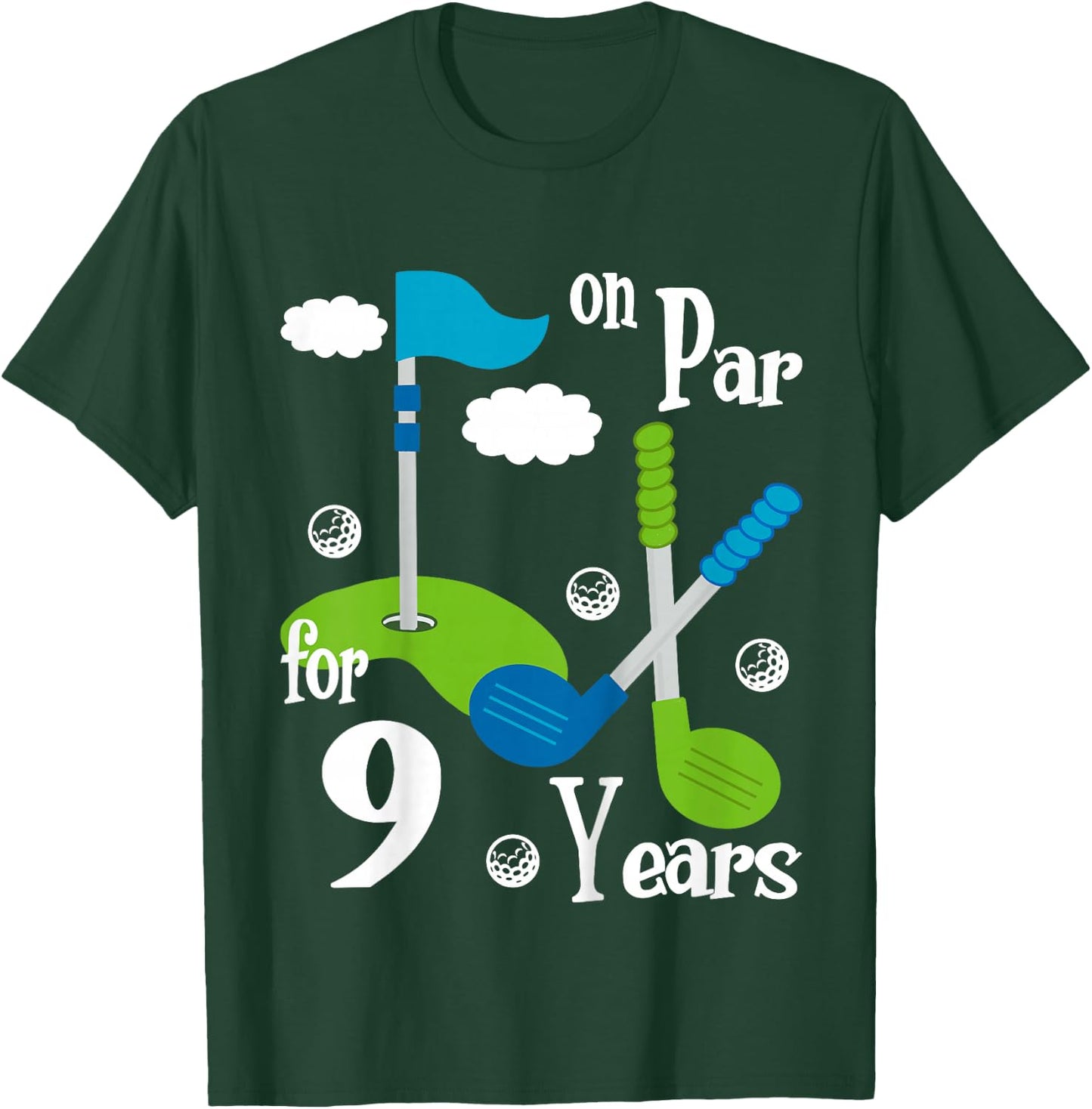 9 Year Old Golf Birthday Party Shirt Gift Boy Girl T-Shirt - T-Shirt | Forest