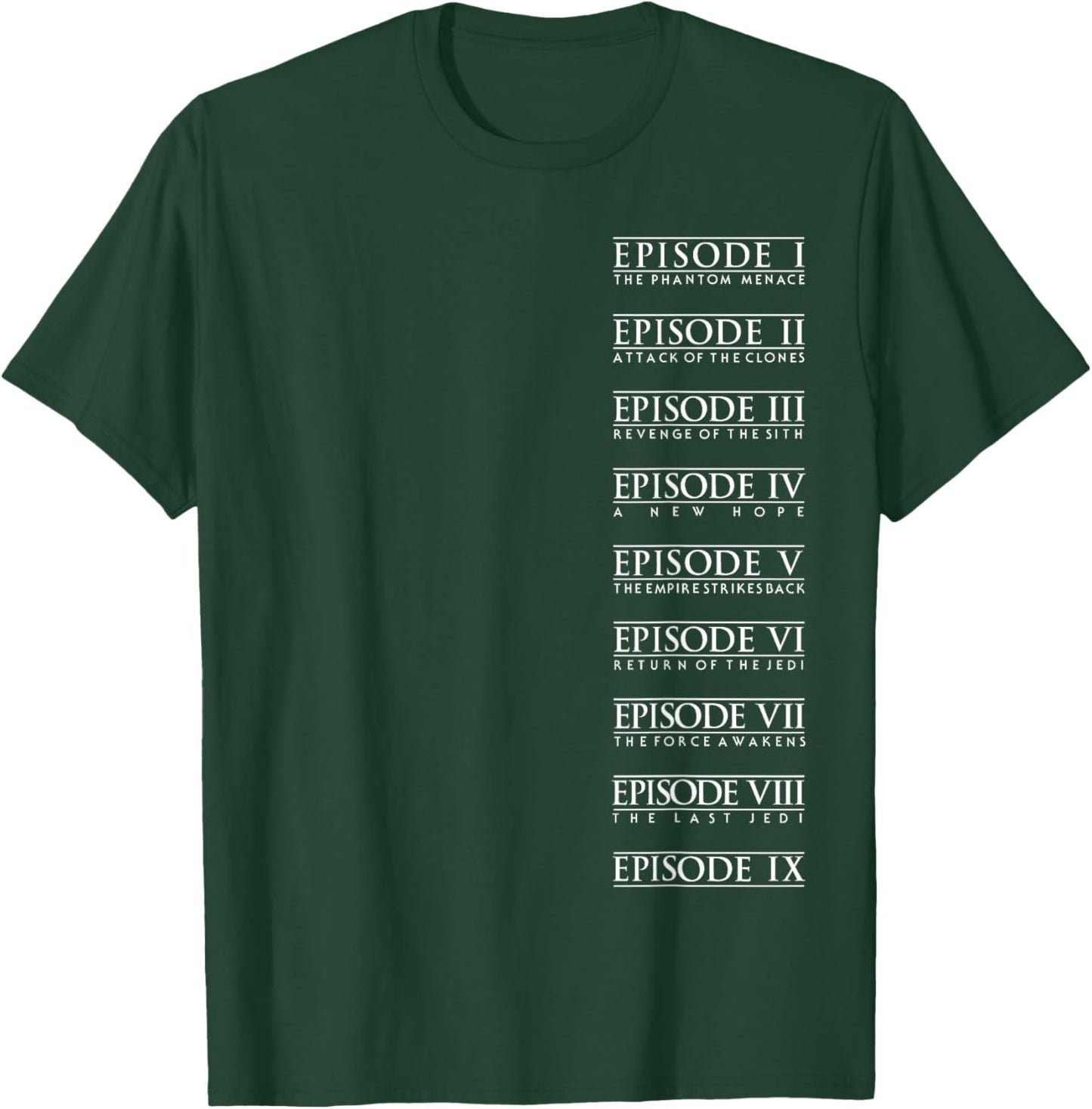 Star Wars Classic Stacked Movie Titles Episodes I Through IX T-Shirt - T-Shirt | Forest