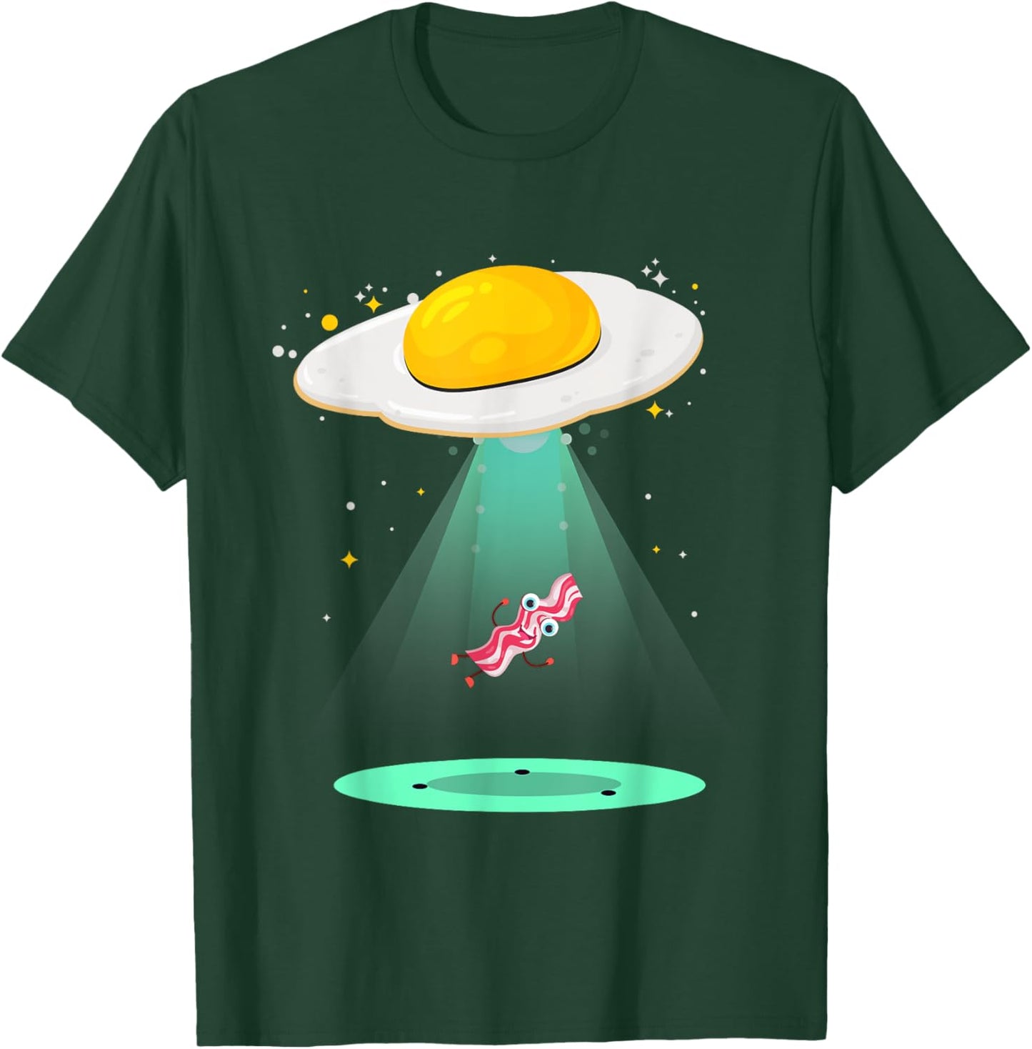 Funny Sunnyside Up Egg UFO Abduction Breakfast Bacon Lover T-Shirt - T-Shirt | Forest
