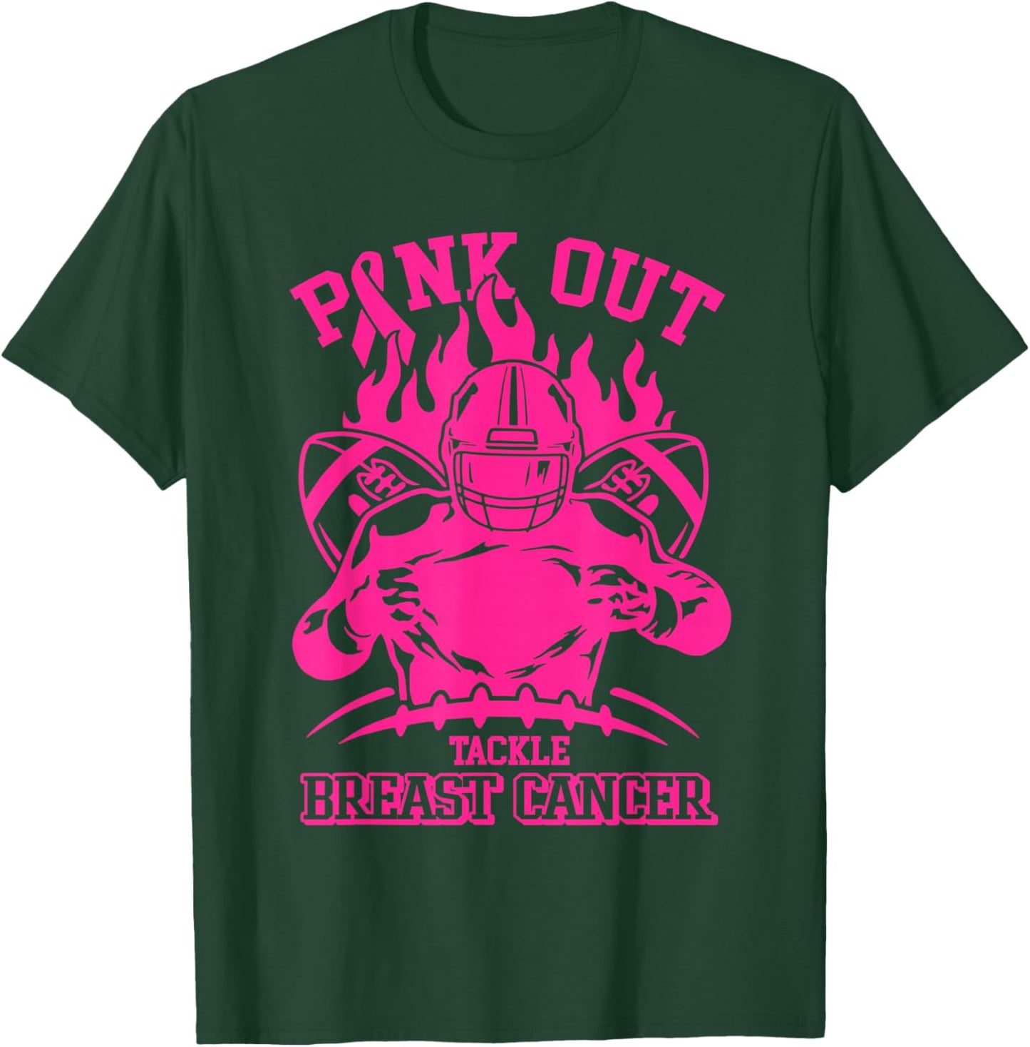 Pink Out Tackle Football Pink Out Breast Cancer Awareness T-Shirt - T-Shirt | Forest