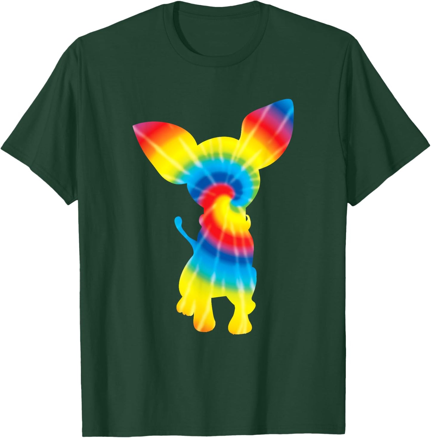 Tie Dye Chihuahua Rainbow Print Dog Pup Hippie Peace Gift Women Girls Kids T-Shirt - T-Shirt | Forest