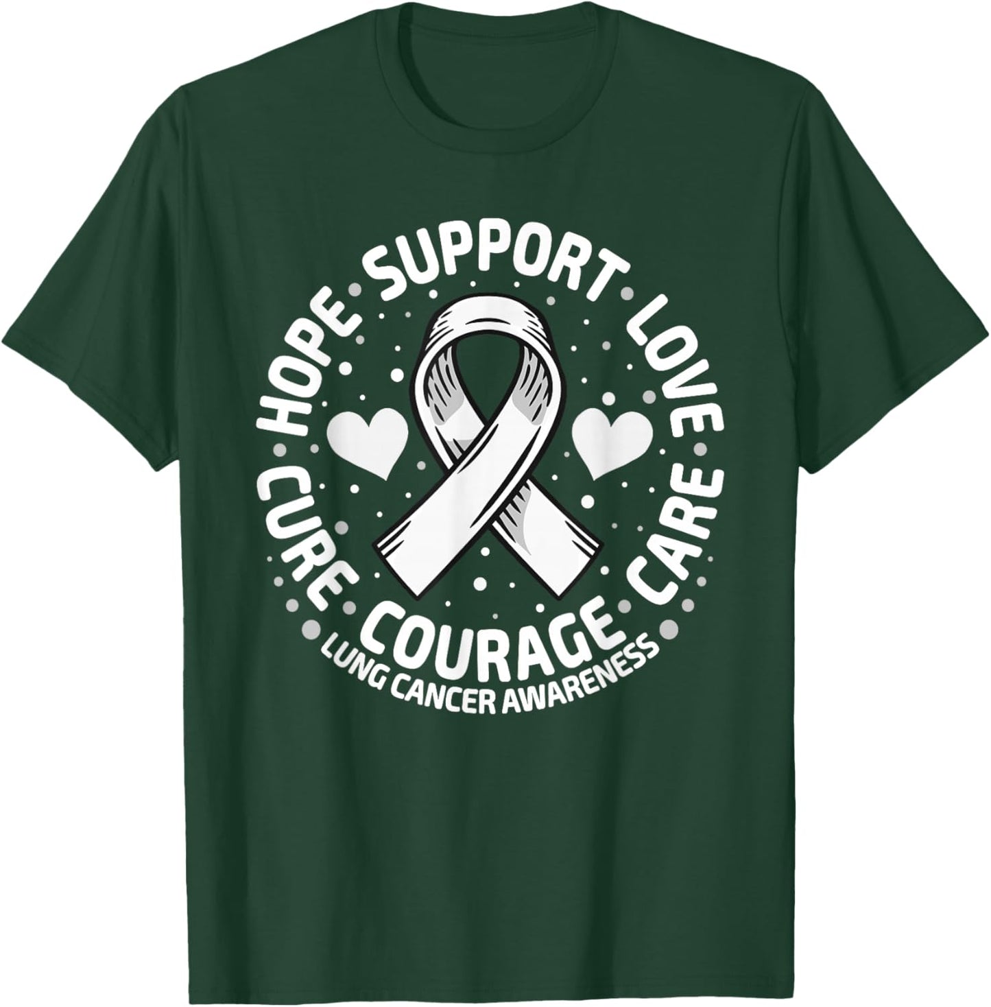 Lung Cancer Family Support White Lung Cancer Awareness T-Shirt - T-Shirt | Forest
