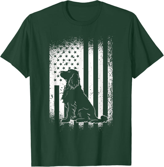 Golden Retriever American Flag USA Fan Dog Owner Dog T-Shirt - T-Shirt | Forest